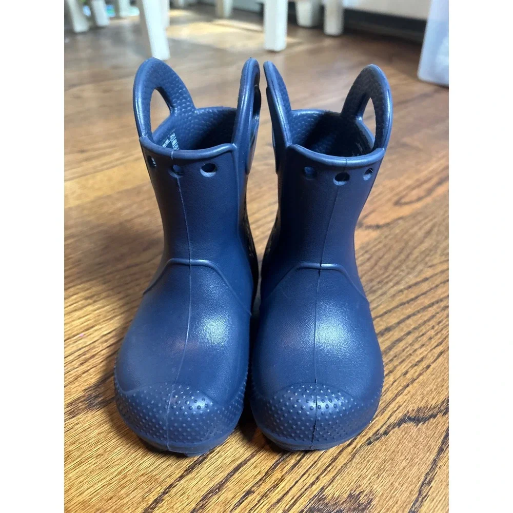 Crocs Handle It Rain Boots Kids C6 Navy Waterproof Toddler Pull On